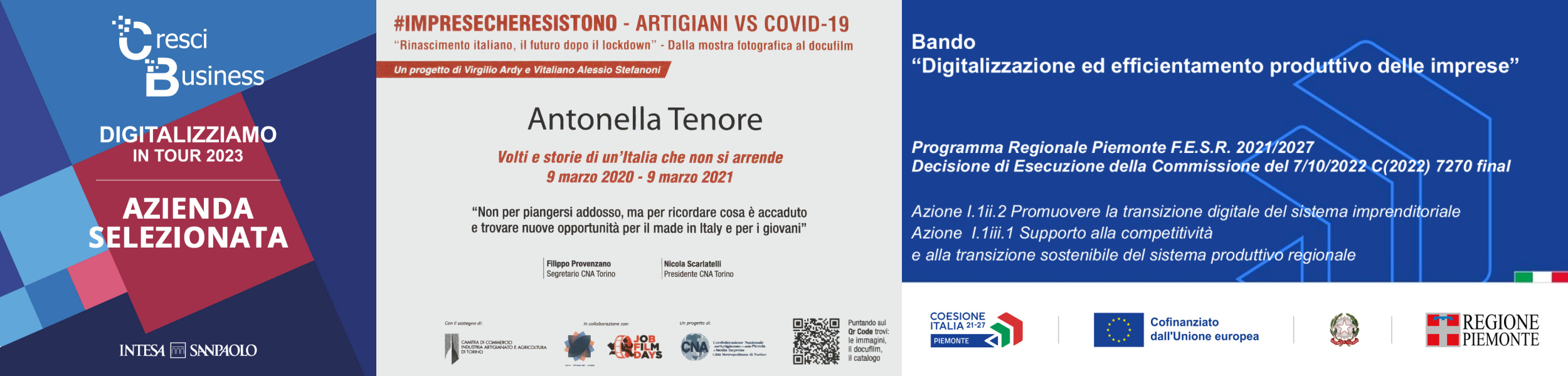 Digitalizziamo in Tour 2025, Cresci Business, Intesa Sanpaolo - Imprese che resistono, Artigiani vs Covid, Camera di Commercio di Torino - Digitalizzazione ed efficientamento produttivo delle imprese, F.E.S.R. 2021/2027, Regione Piemonte